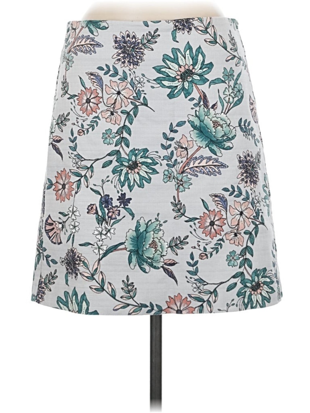 LOFT Floral A-Line Skirt in Teal, Blush and White - Picture 1 of 4